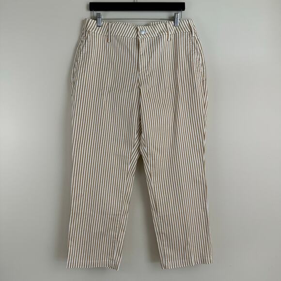 NYDJ Denim - NYDJ Pants Women's 12 Cotton Blend Straight Leg Classic Tan Stripe